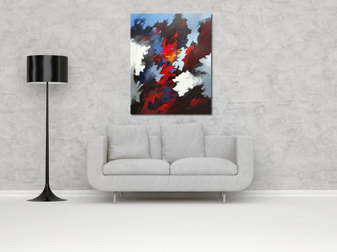 Tableau de BRUNEAU a pour titre DANS LES GLACES DE L'AFRIQUE style abstrait dim : BRUNEAUprix: