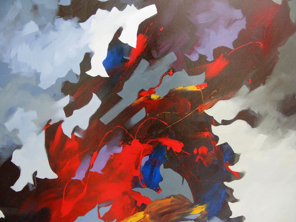 Tableau de BRUNEAU a pour titre LE CHATEAU DANS LE CIEL style abstrait dim : BRUNEAUprix: