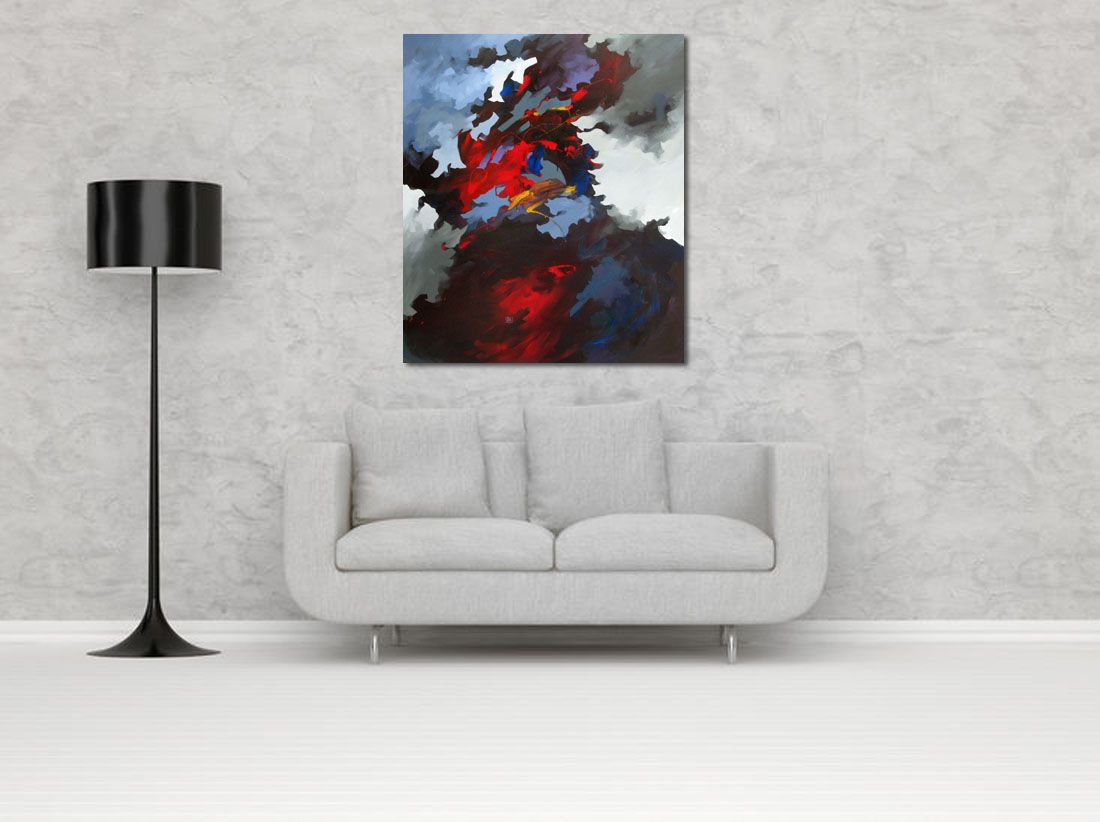 Tableau de BRUNEAU a pour titre LE CHATEAU DANS LE CIEL style abstrait dim : BRUNEAUprix: