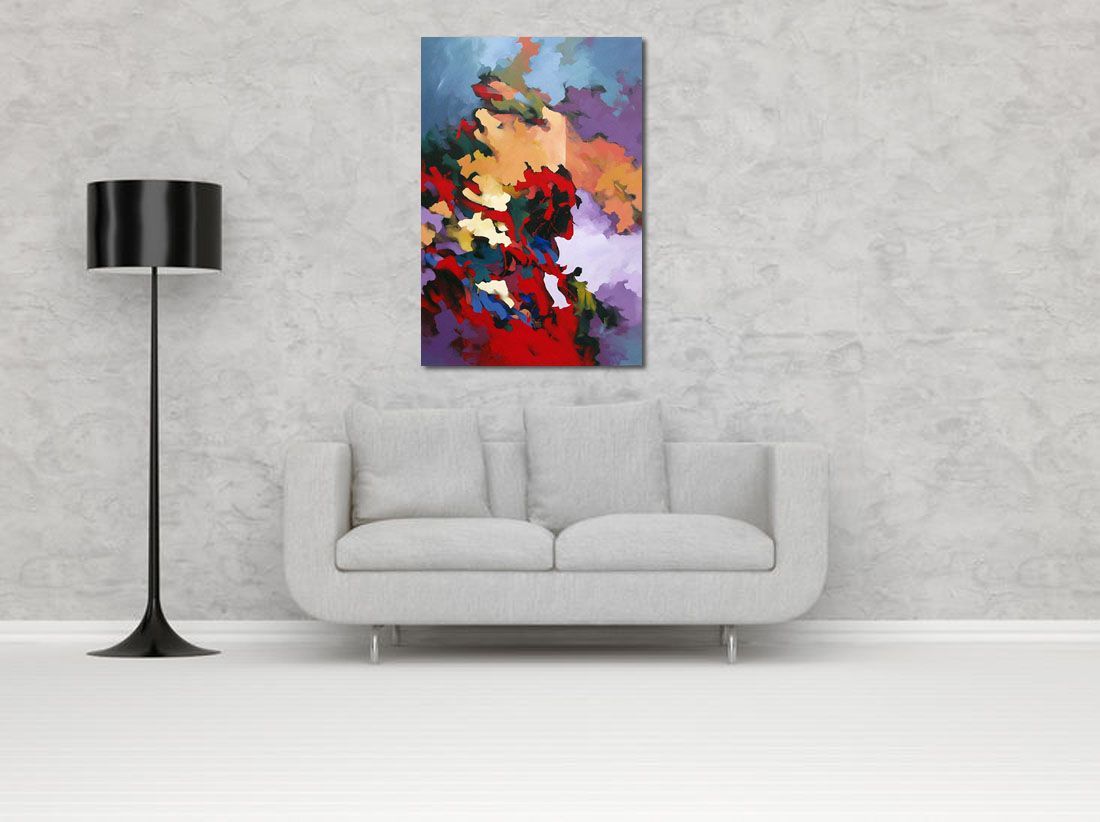 Tableau de BRUNEAU a pour titre LE CHEVAL D'ORGUEIL style abstrait dim : BRUNEAUprix:850