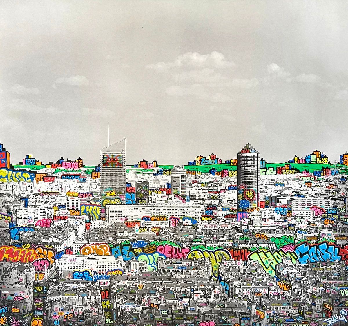 Tableau de BLACH a pour titre Lyon colorfull XL style graffiti, street art dim : BLACHprix:950