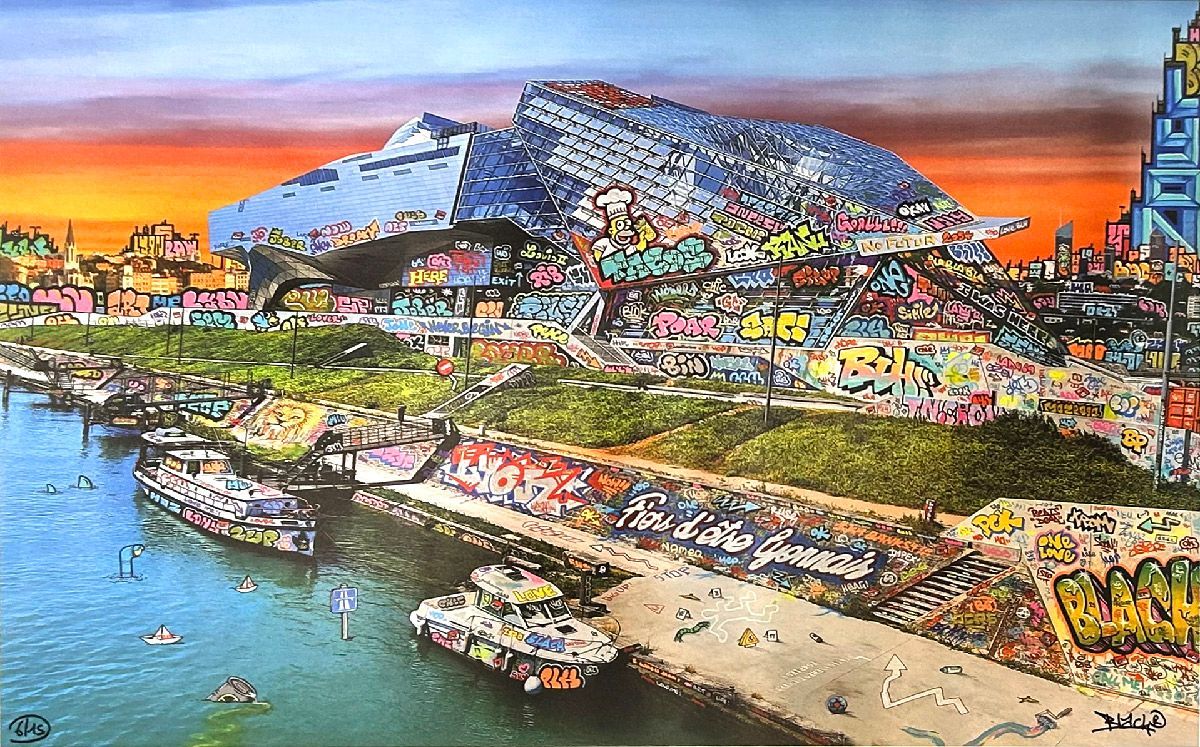 Editions d'art de BLACH a pour titre Lyon influence style graffiti, street art dim : BLACHprix:220