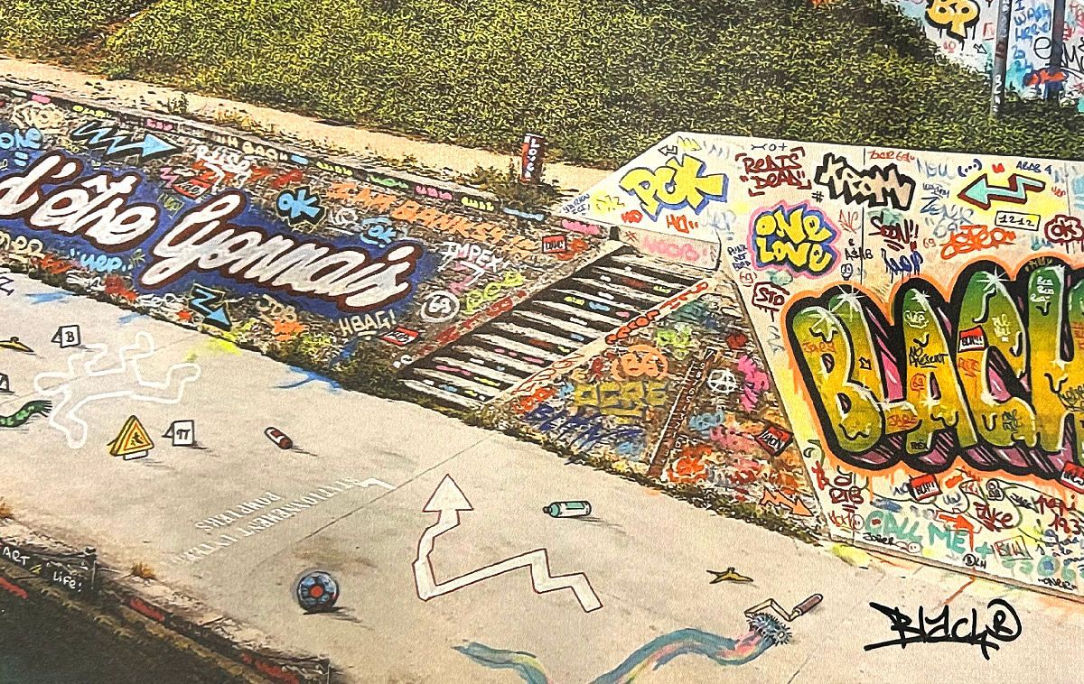 Editions d'art de BLACH a pour titre Lyon influence style graffiti, street art dim : BLACHprix:220