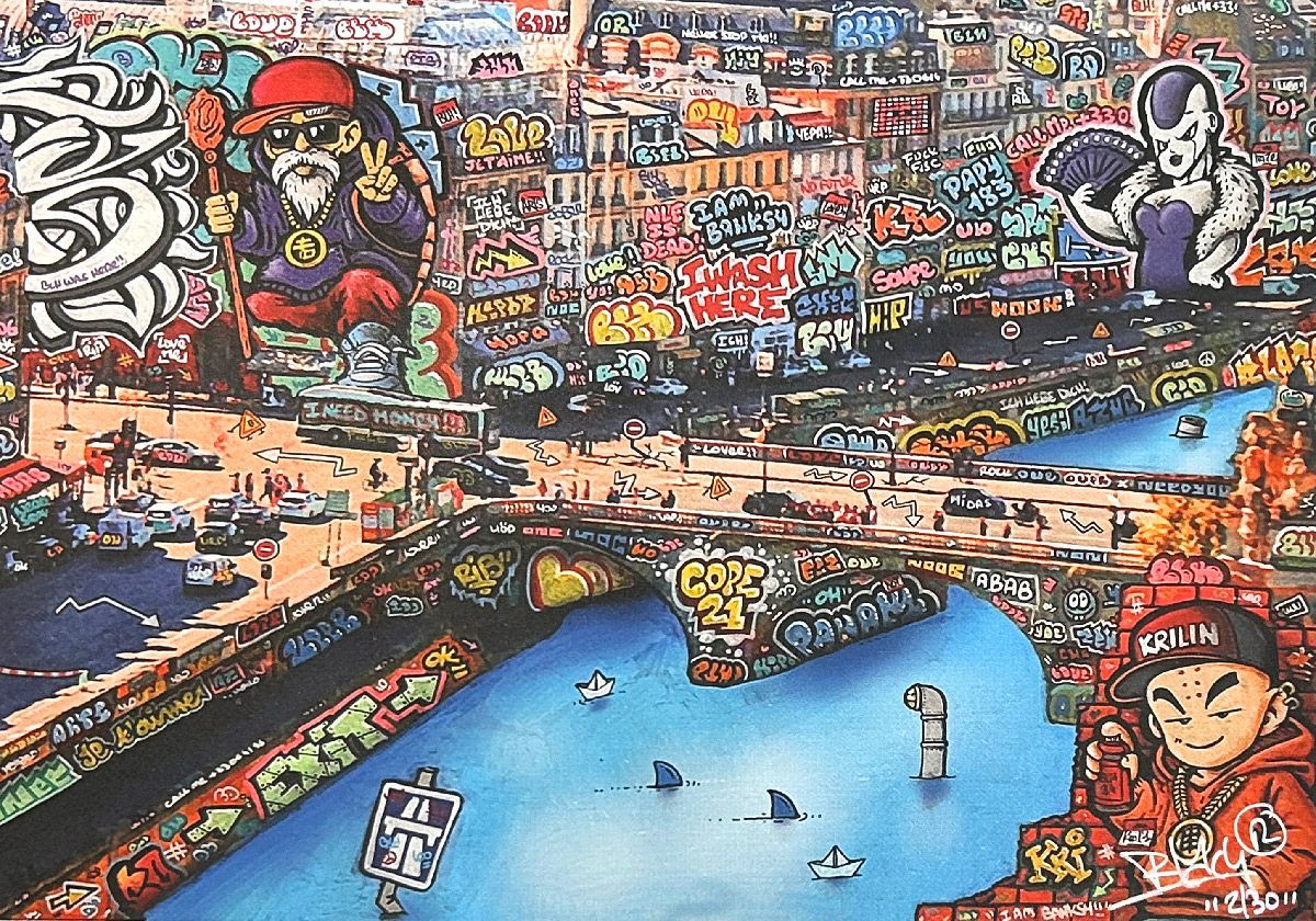 Editions d'art de BLACH a pour titre PARIS DBZ style graffiti, street art dim : BLACHprix:220