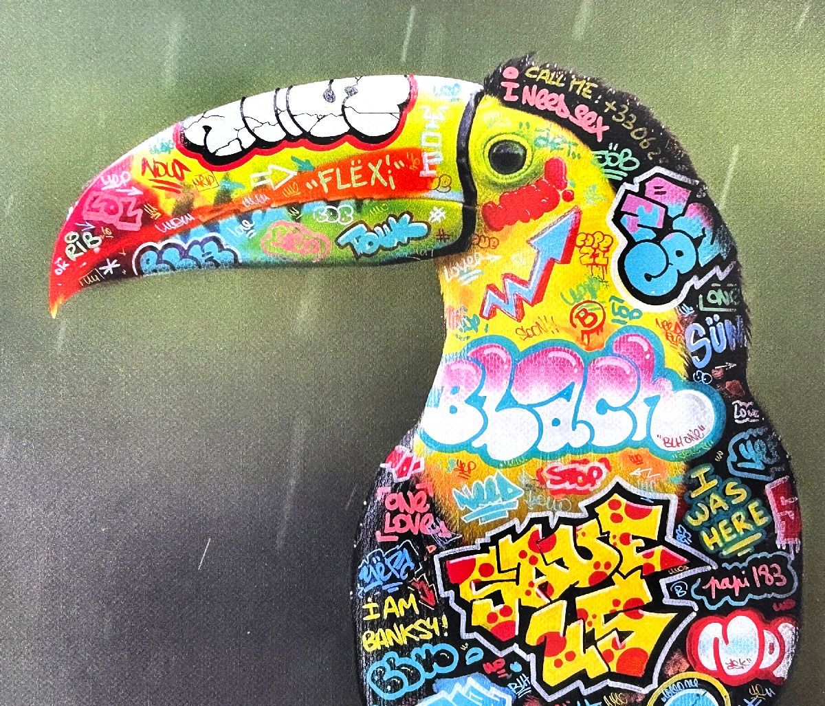 Editions d'art de BLACH a pour titre Toucan style graffiti, street art dim : BLACHprix:160
