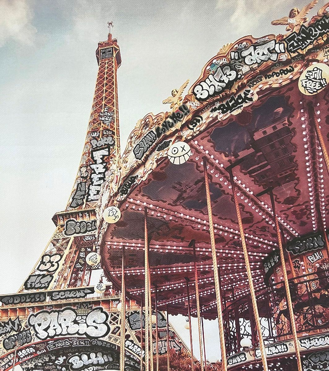 Editions d'art de BLACH a pour titre Tour Eiffel et le Manège style graffiti, street art dim : BLACHprix:160