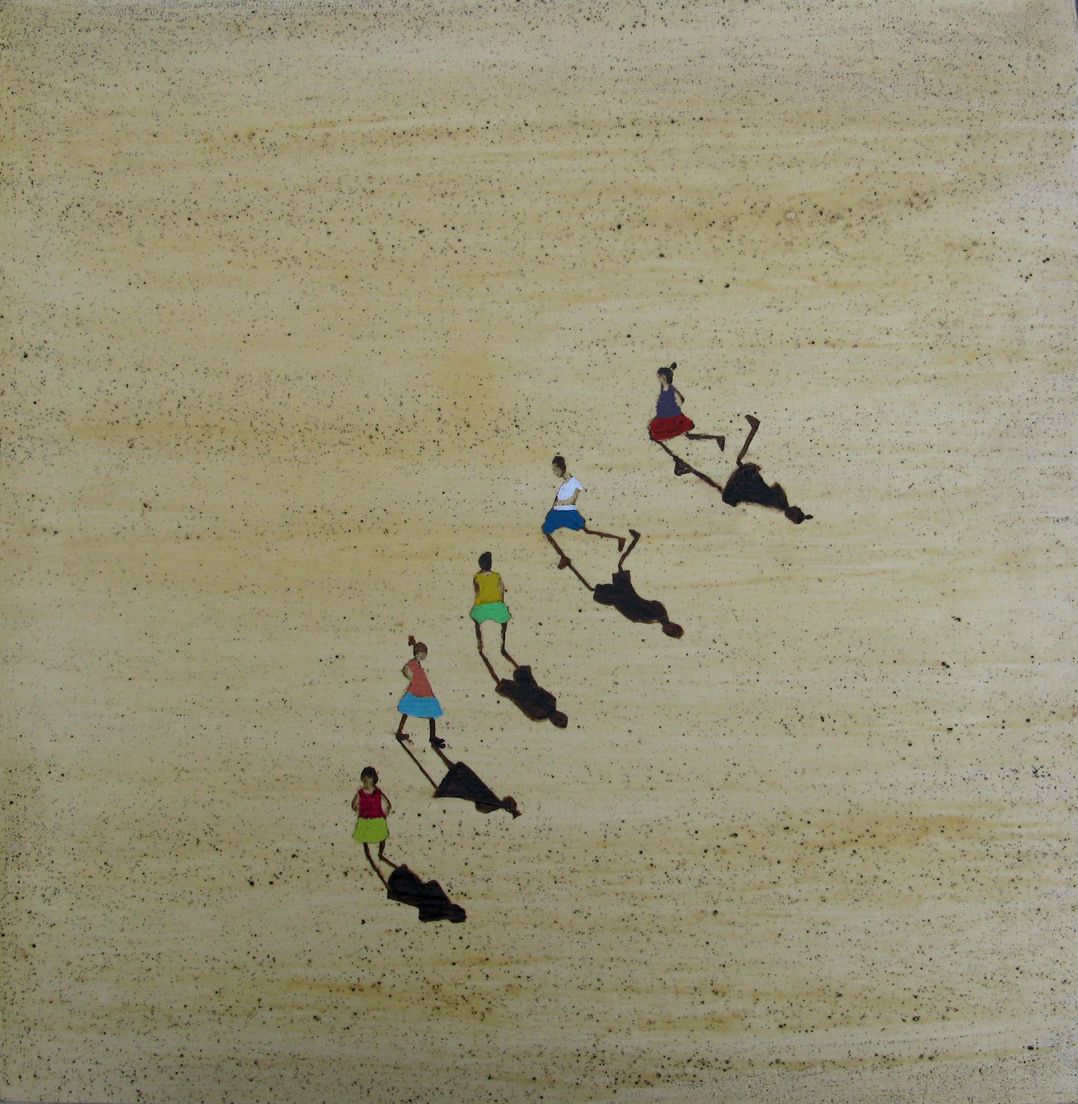 Tableau de MARCOS ZRIHEN NOWOTNY a pour titre Boys and girls in line - Barcelona 2024 style figuratif dim : MARCOS ZRIHEN NOWOTNYprix:300