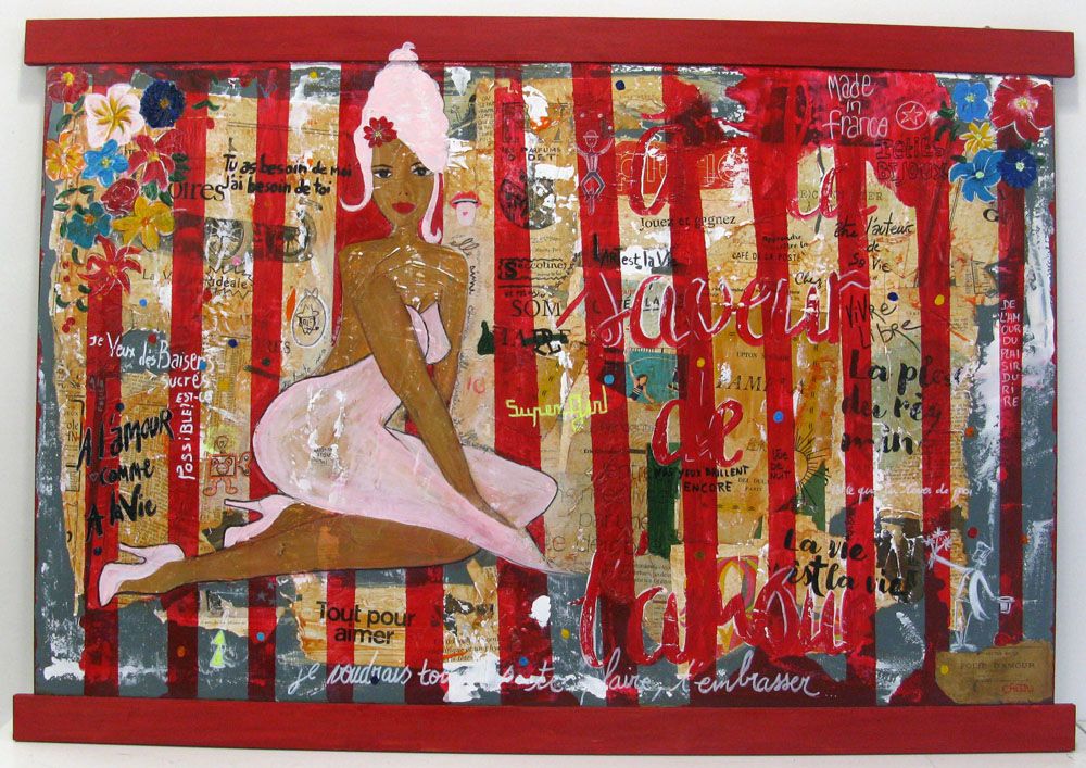 Tableau de CACOU a pour titre PETITS BIJOUX style figuratif dim : CACOUprix:700