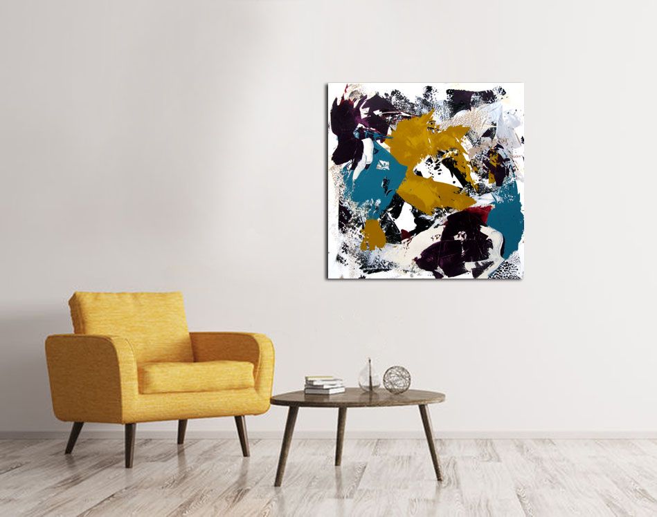 Tableau de CELINE WEBER a pour titre SAFRAN 5 style abstrait dim : CELINE WEBERprix: