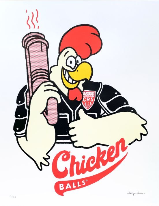 Editions d'art de DUGUDUS a pour titre CHICKEN BALLS style figuratif dim : DUGUDUSprix:80