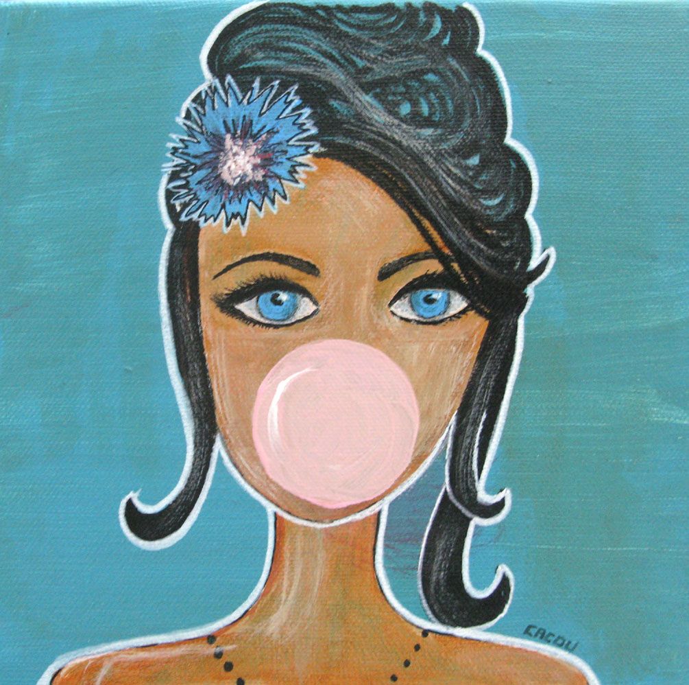 Tableau de CACOU a pour titre MISS BULLE style graphique dim : CACOUprix:80