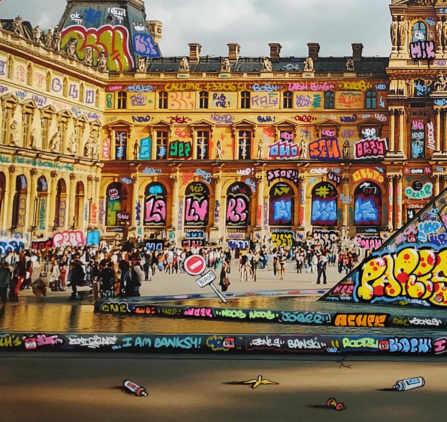 Editions d'art de BLACH a pour titre Cambriolage et Coloriage au Louvre style graffiti, street art dim : BLACHprix:160