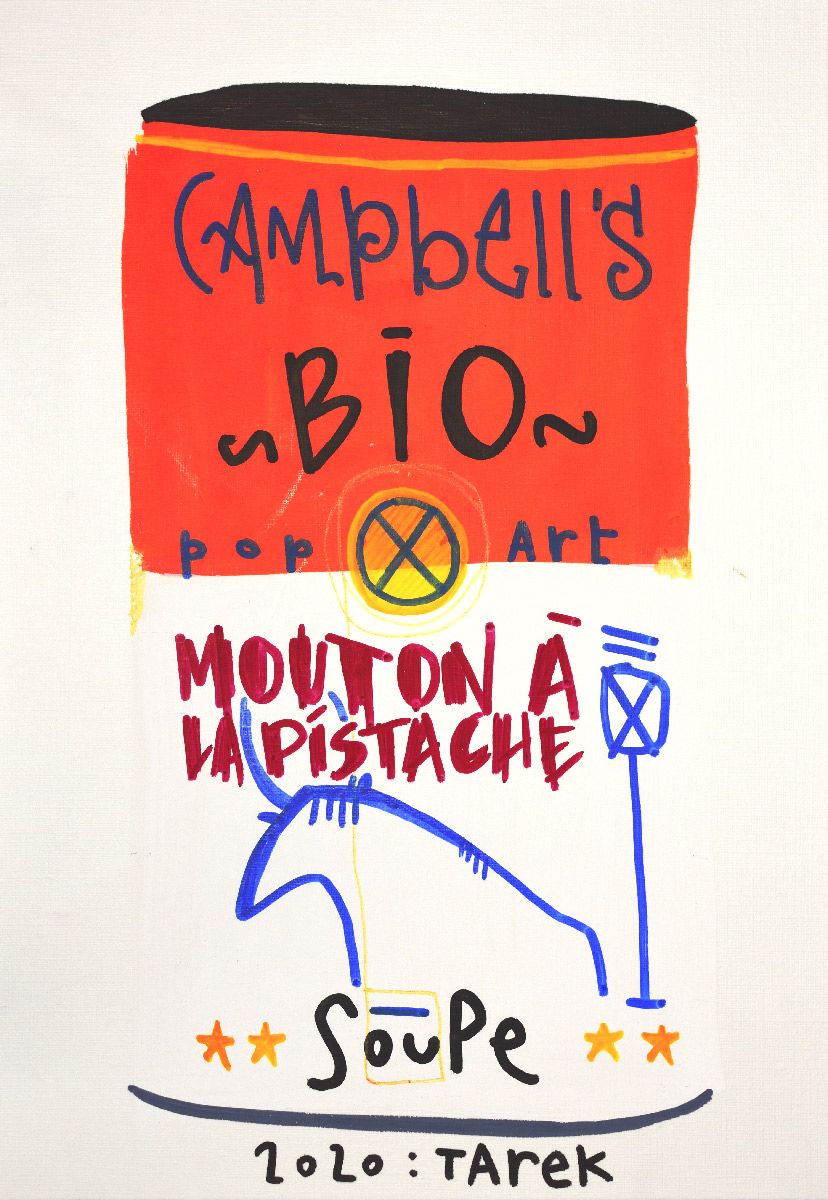 Dessin de TAREK a pour titre Campbell's BIO - Mouton à la Pistache style graphique dim : TAREKprix:135