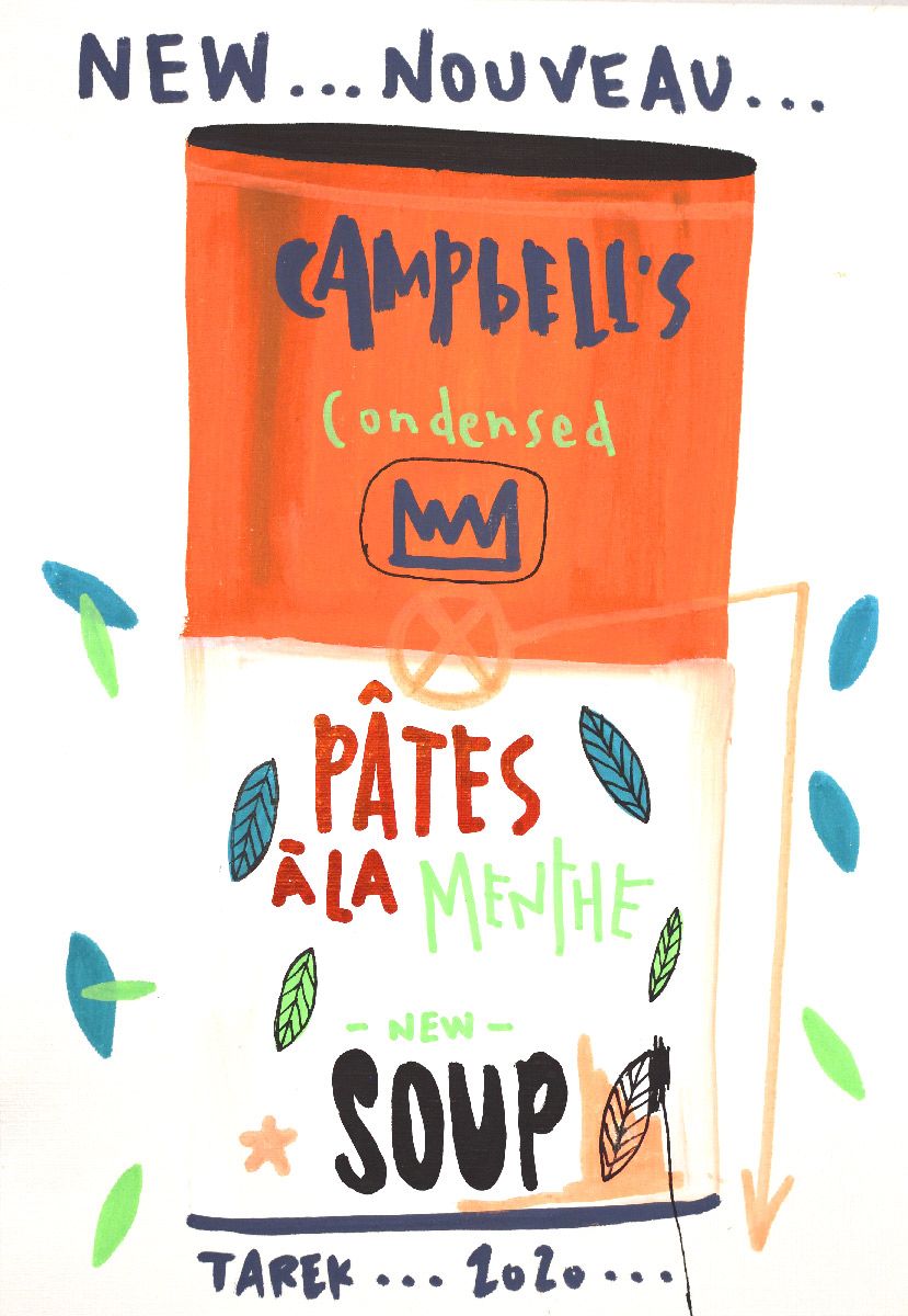 Dessin de TAREK a pour titre Campbell's Pâtes à la Menthe style graphique dim : TAREKprix:135