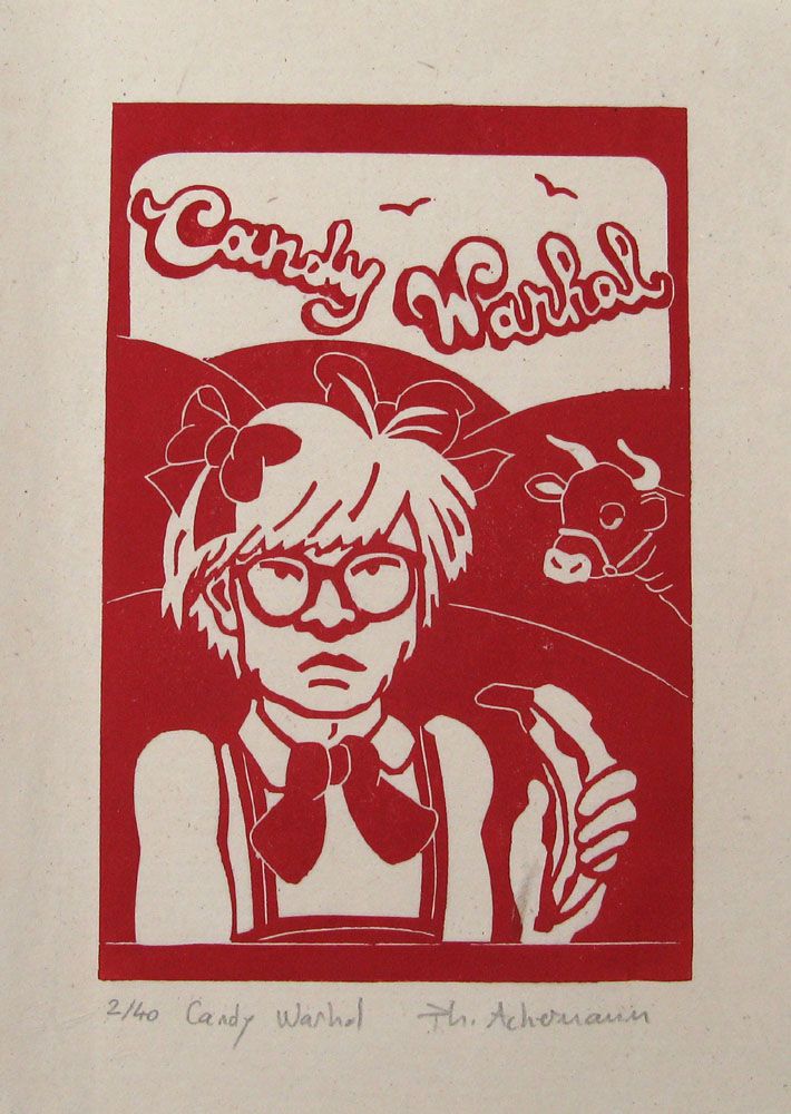 Editions d'art de PHILIPPE ACHERMANN a pour titre Candy Warhol style figuratif, graphique dim : PHILIPPE ACHERMANNprix:40