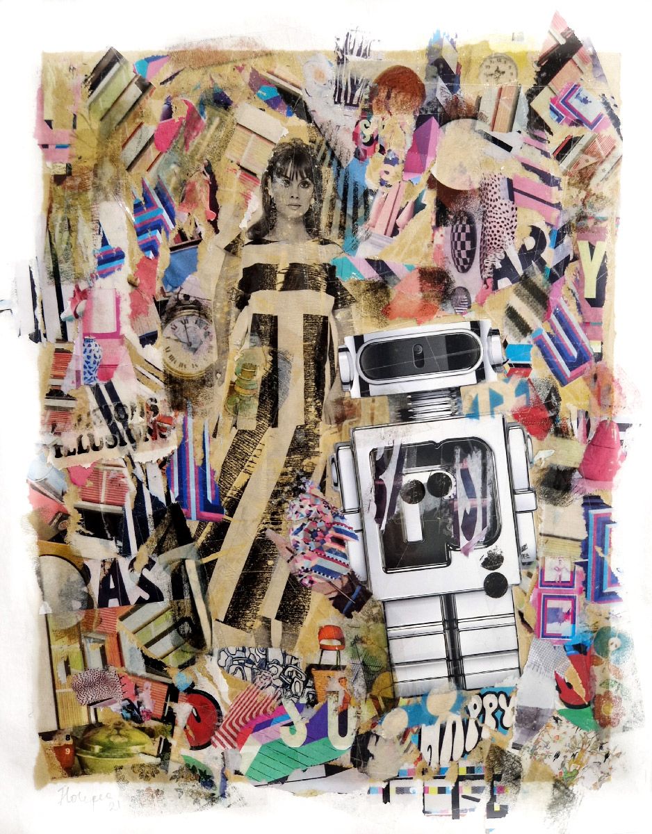 Editions d'art de FLOREPEA a pour titre Robot style street art, graphique dim : FLOREPEAprix:150