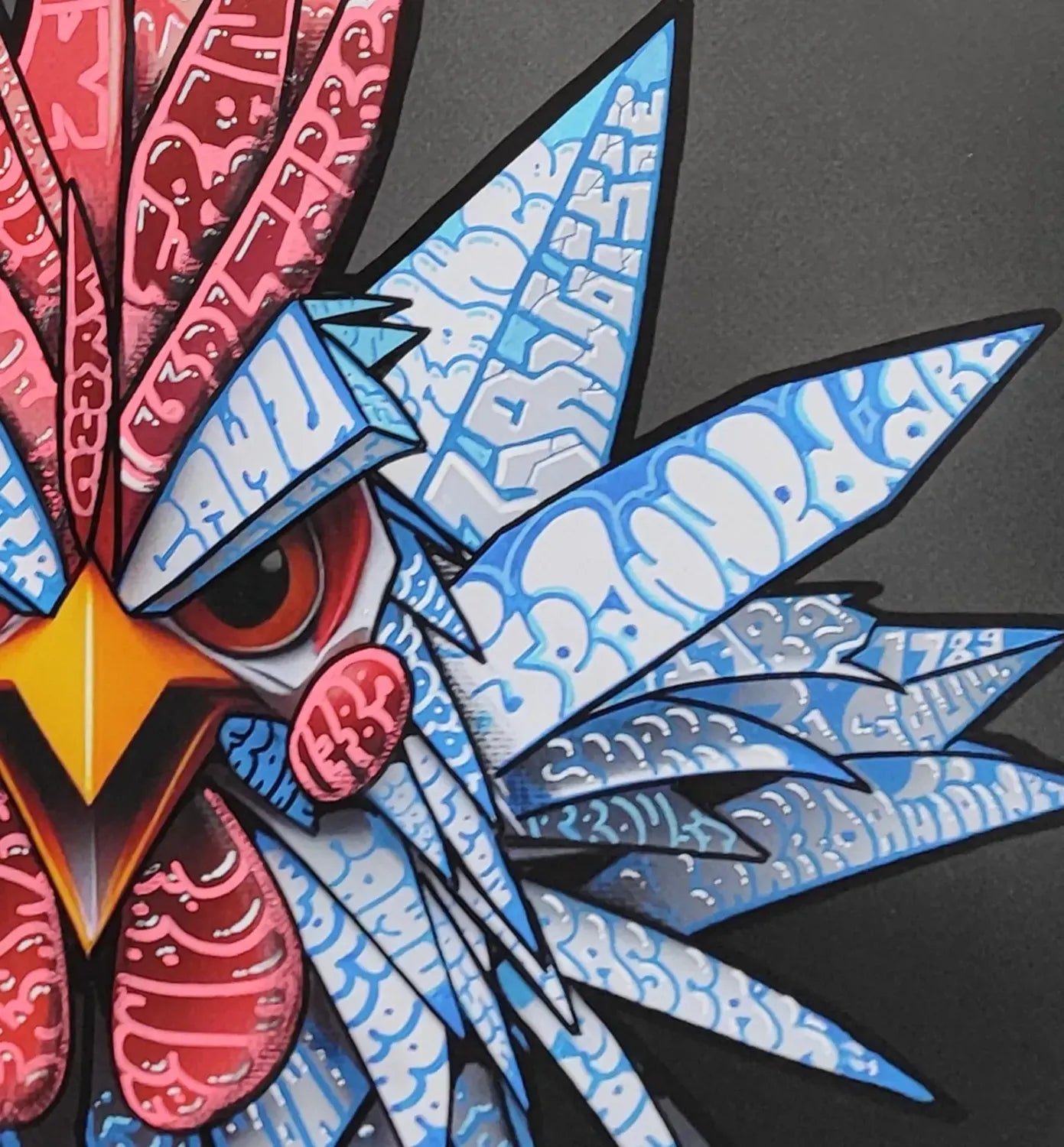 Editions d'art de BLACH a pour titre Coq French Star Origami style graffiti, street art dim : BLACHprix:90