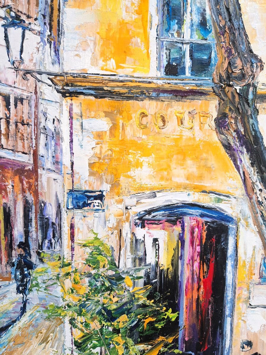 Tableau de PHIL a pour titre Cour des Loges, Lyon style abstrait dim : PHILprix:550