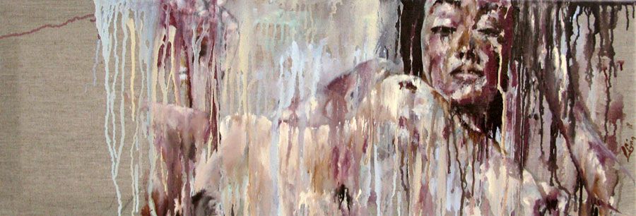 Tableau de DAMIEN LEGRAIN a pour titre ETONNEMENT style figuratif dim : DAMIEN LEGRAINprix: