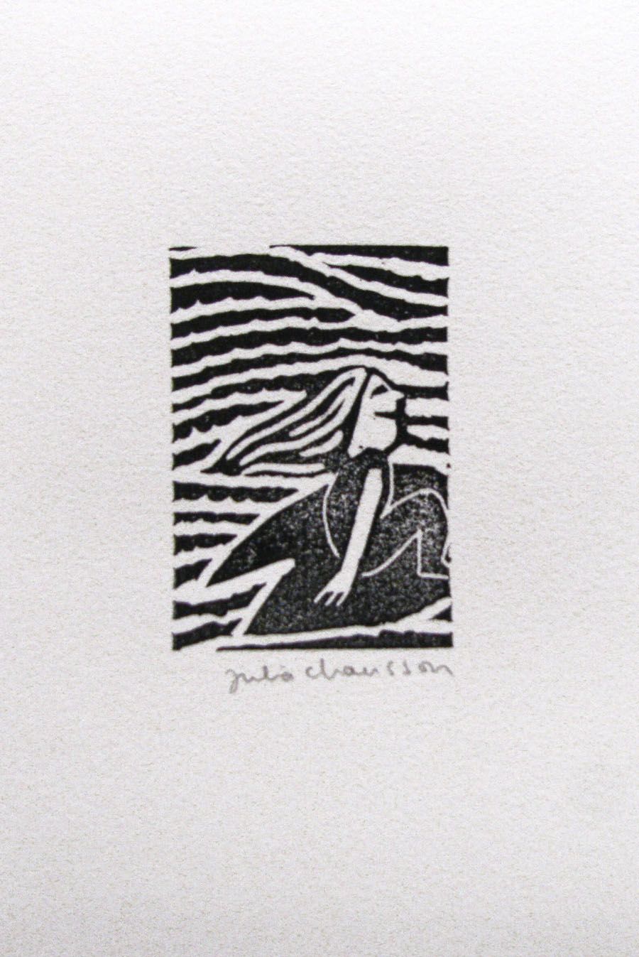 Editions d'art de JULIA CHAUSSON a pour titre LES REMOUS DE L AVENTURE style figuratif dim : JULIA CHAUSSONprix:22