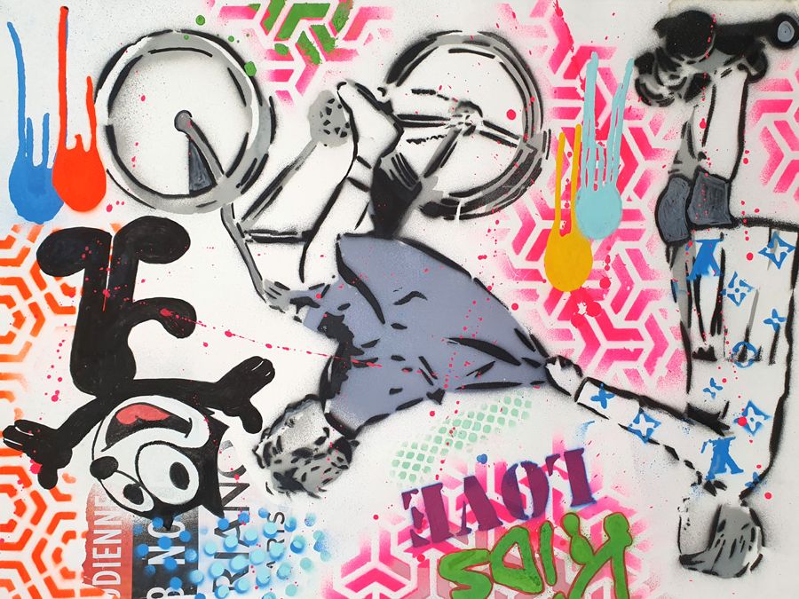 Editions d'art de SARA CHELOU a pour titre KIDS LOVE style street pop art, street art dim : SARA CHELOUprix:70