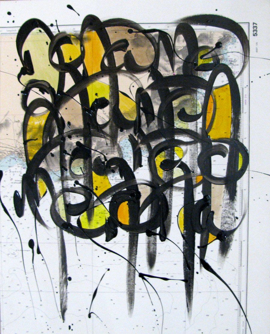 Dessin de STEPHANE RIME a pour titre NO NAME CARTE MARITIME N°7 style abstrait dim : STEPHANE RIMEprix:140
