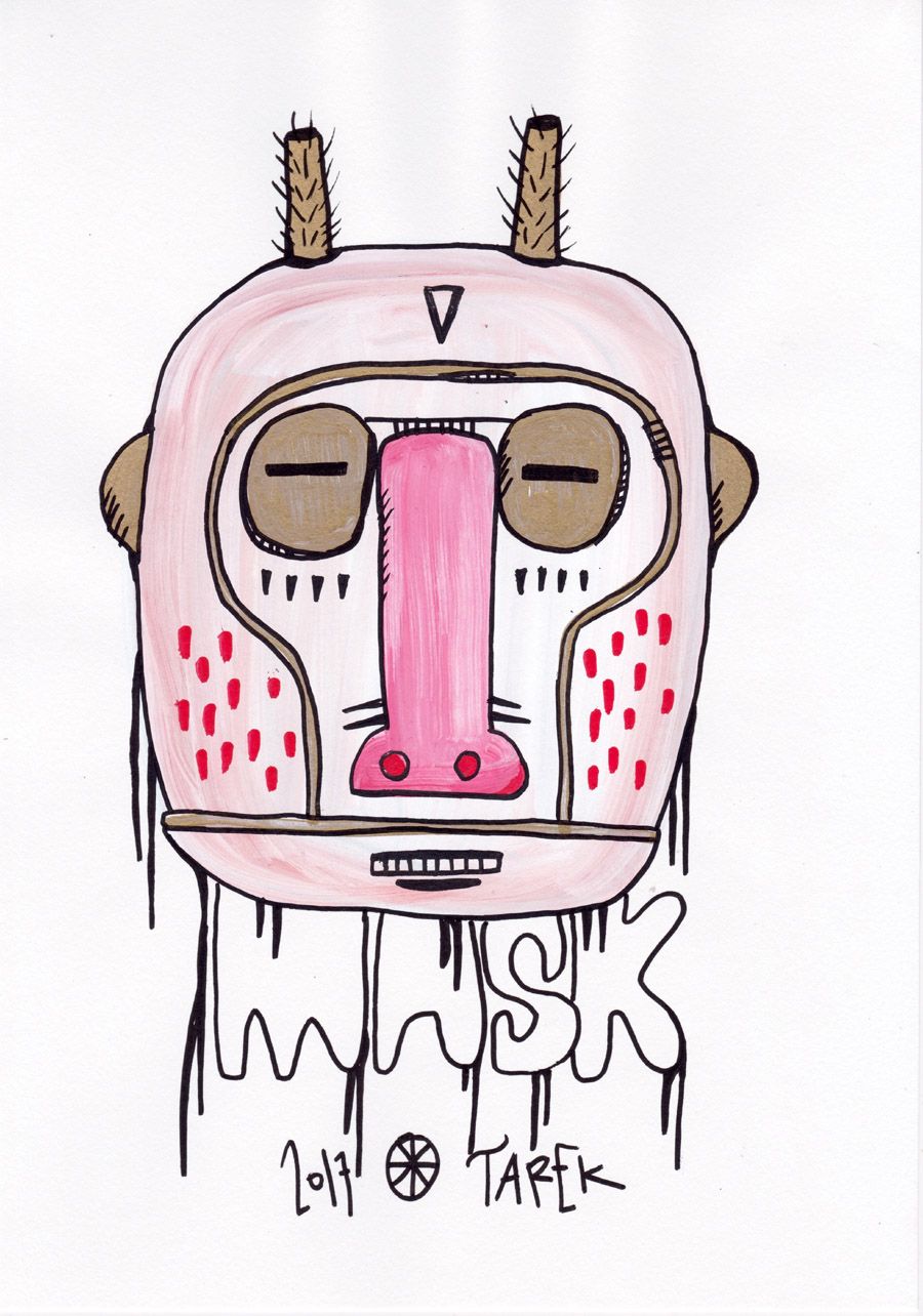 Dessin de TAREK a pour titre DRIPPY MASK style graphique dim : TAREKprix: