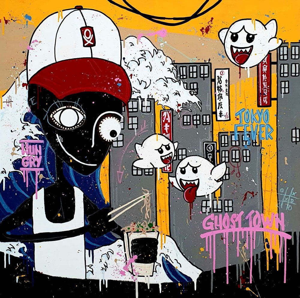 Tableau de DIDIER GOMEZ a pour titre GHOST TOWN style graphique dim : DIDIER GOMEZprix:1100