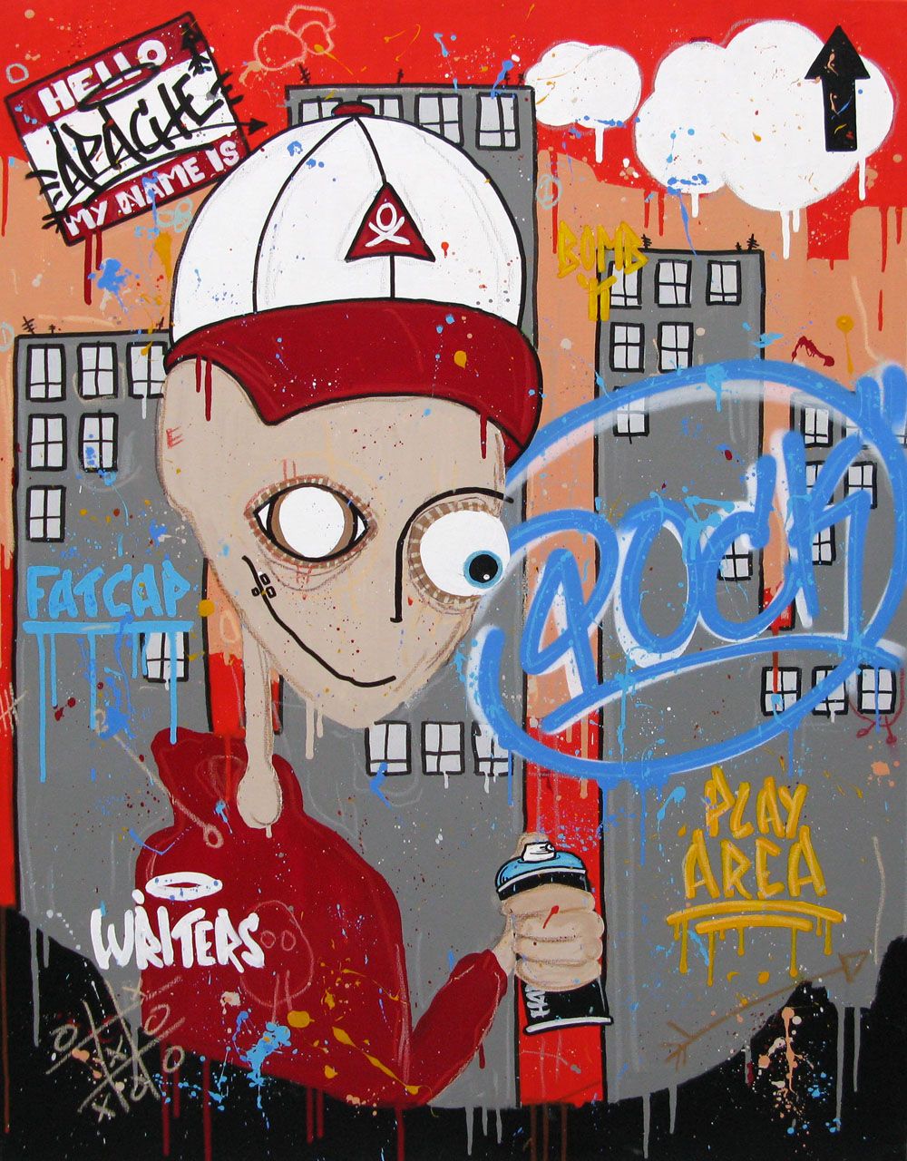 Tableau de DIDIER GOMEZ a pour titre FAT CAP style graphique dim : DIDIER GOMEZprix:950