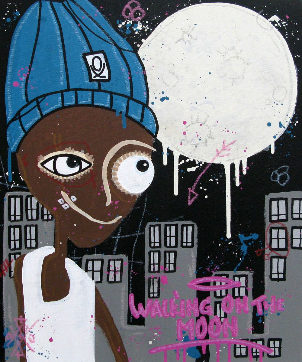 Tableau de DIDIER GOMEZ a pour titre WALKING ON THE MOON style graphique dim : DIDIER GOMEZprix:350
