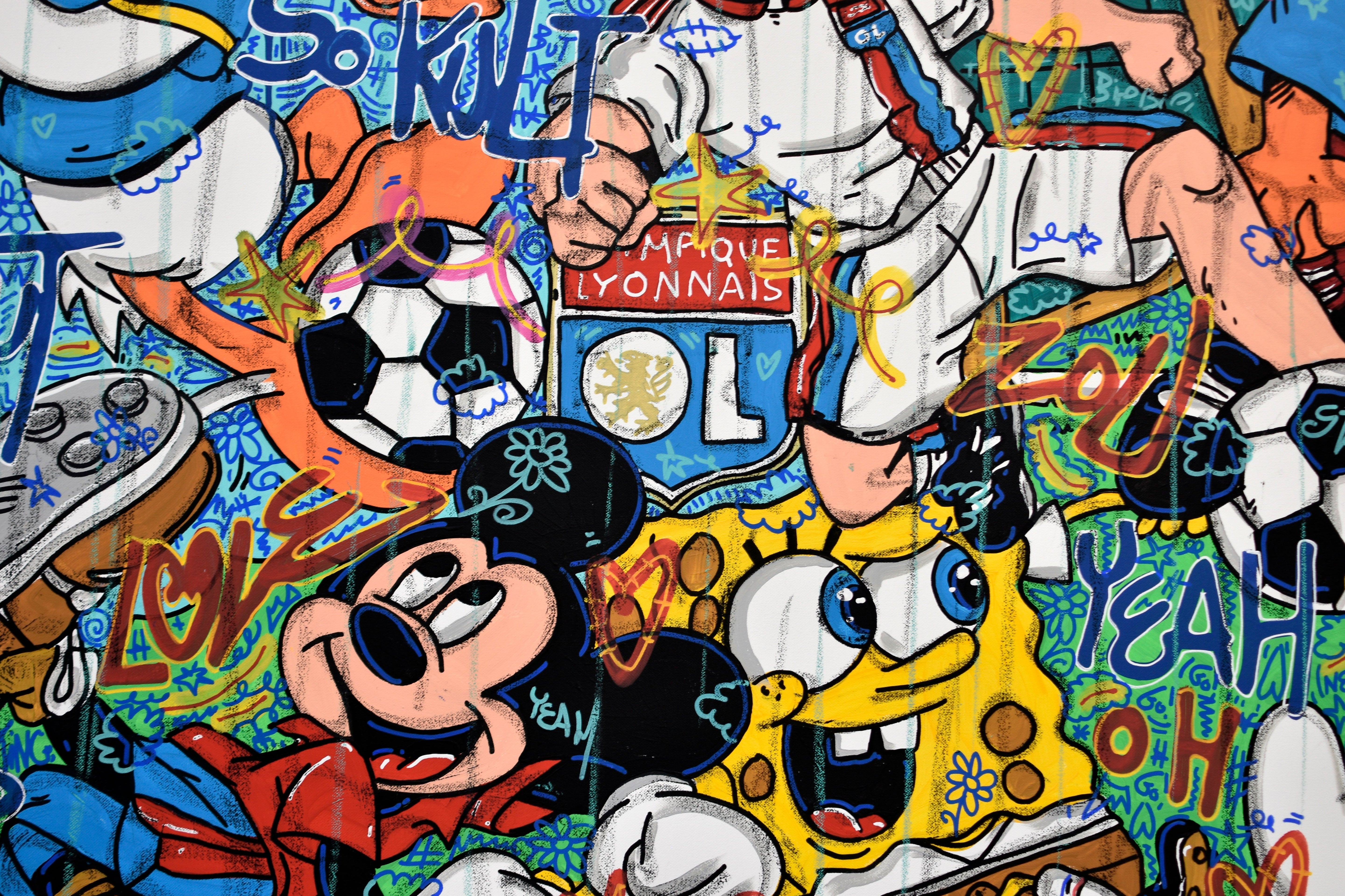 Tableau de RICO SAB a pour titre OL Yeah... So foot style street pop art, street art dim : RICO SABprix:1150