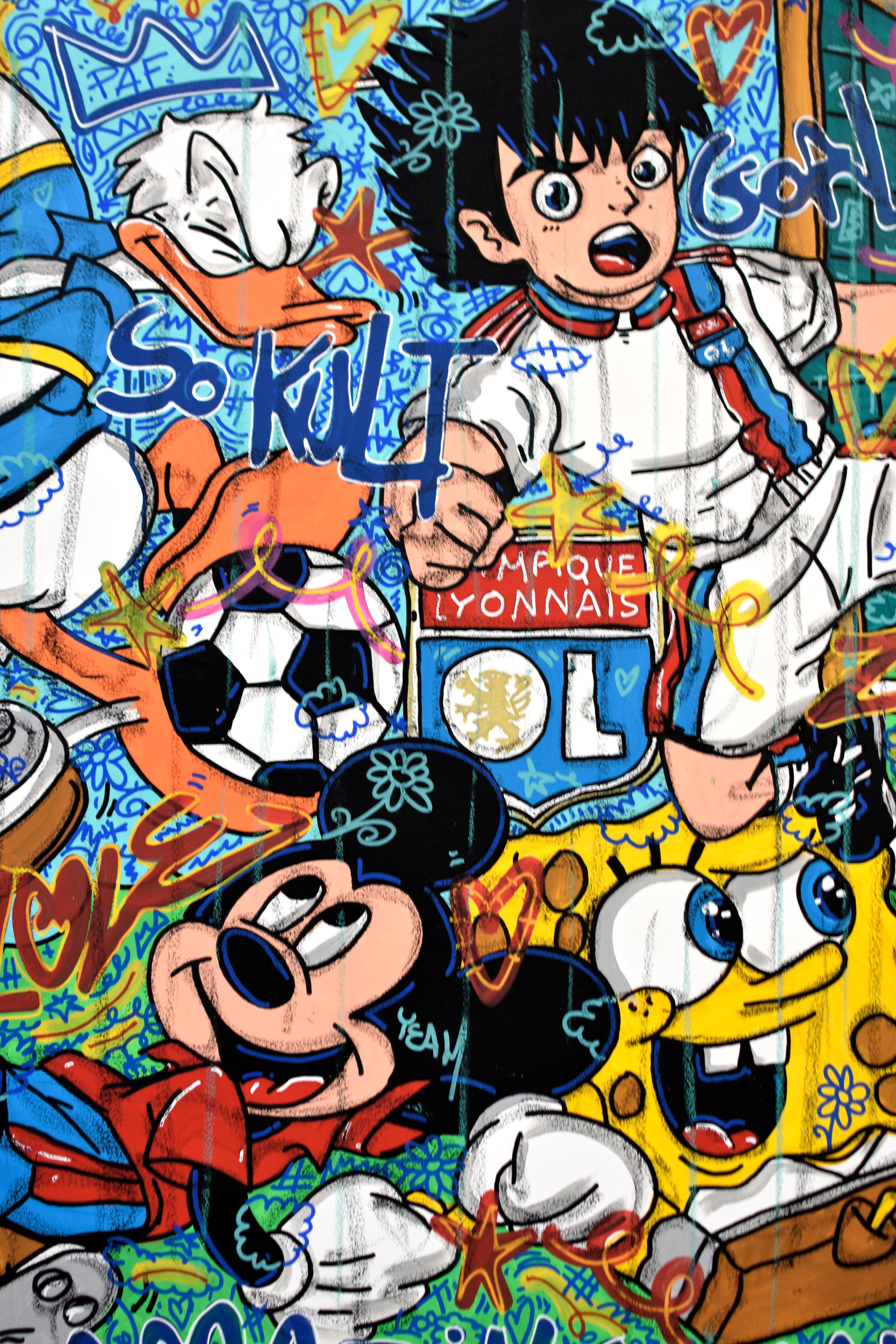 Tableau de RICO SAB a pour titre OL Yeah... So foot style street pop art, street art dim : RICO SABprix:1150