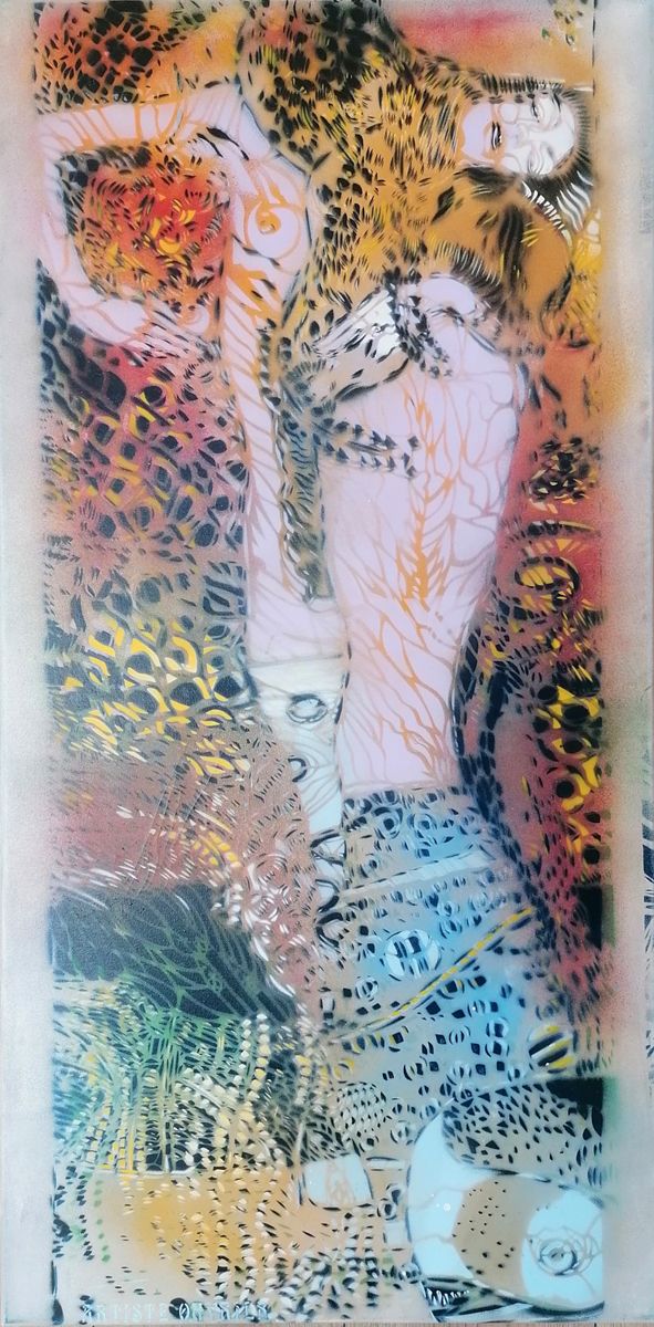 Tableau de ARTISTE OUVRIER a pour titre DIE WASSER SCHLANGE style figuratif dim : ARTISTE OUVRIERprix:2000