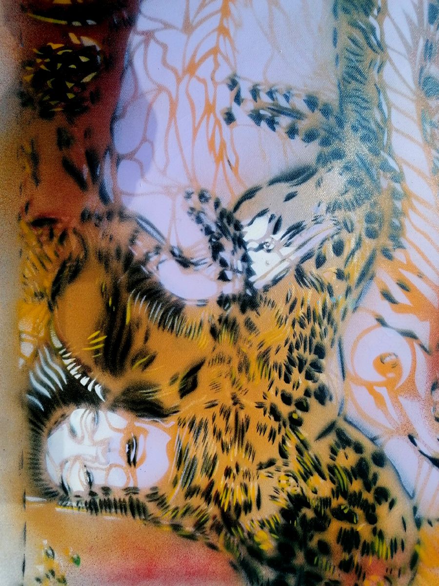 Tableau de ARTISTE OUVRIER a pour titre DIE WASSER SCHLANGE style figuratif dim : ARTISTE OUVRIERprix:2000
