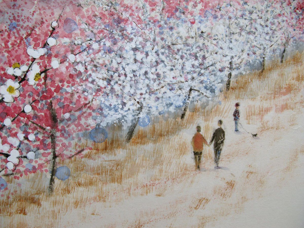 Tableau de JEONG MIN LEE a pour titre Dyptique - Promenade dans un verger style figuratif dim : JEONG MIN LEEprix:1400