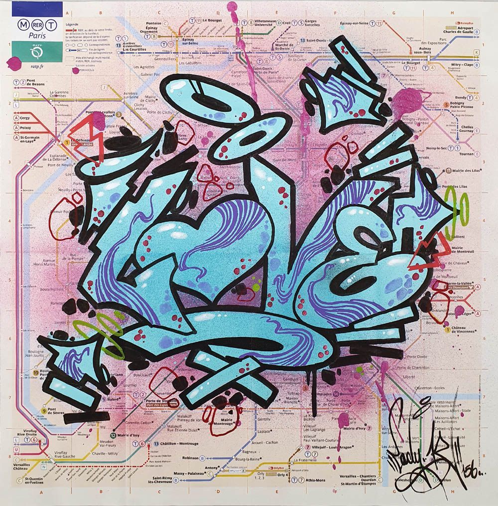 Editions d'art de LADY K a pour titre UNDERGROUND LOVE style graffiti, street art dim : LADY Kprix:90