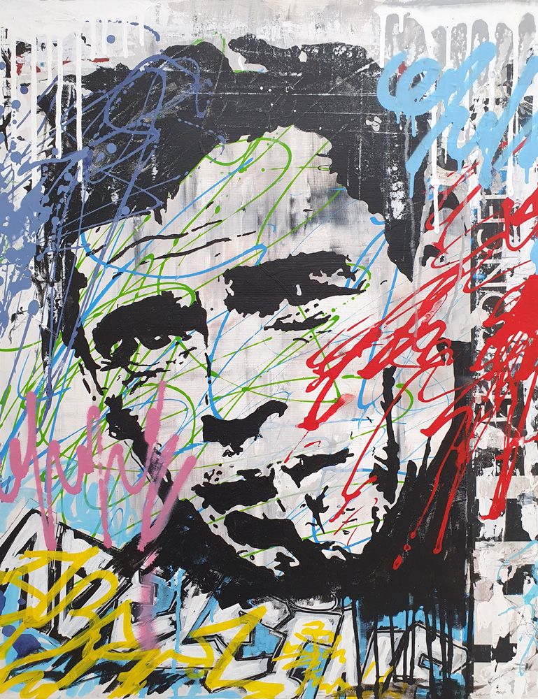 Editions d'art de PATRICIA GADISSEUR a pour titre JACQUES BREL style street pop art dim : PATRICIA GADISSEURprix:70
