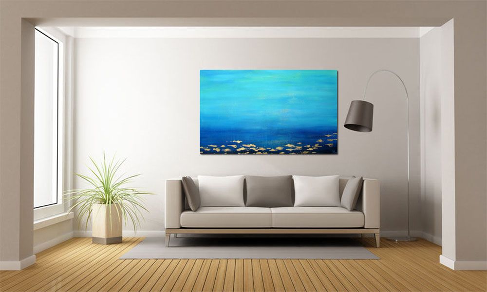 Tableau de ELKA a pour titre BLEU # style abstrait dim : ELKAprix: