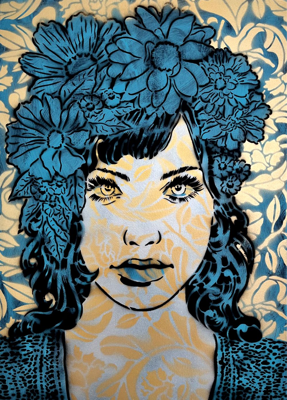 Tableau de CHUCK SPERRY a pour titre BLUE EMPATHY style street art dim : CHUCK SPERRYprix:4000