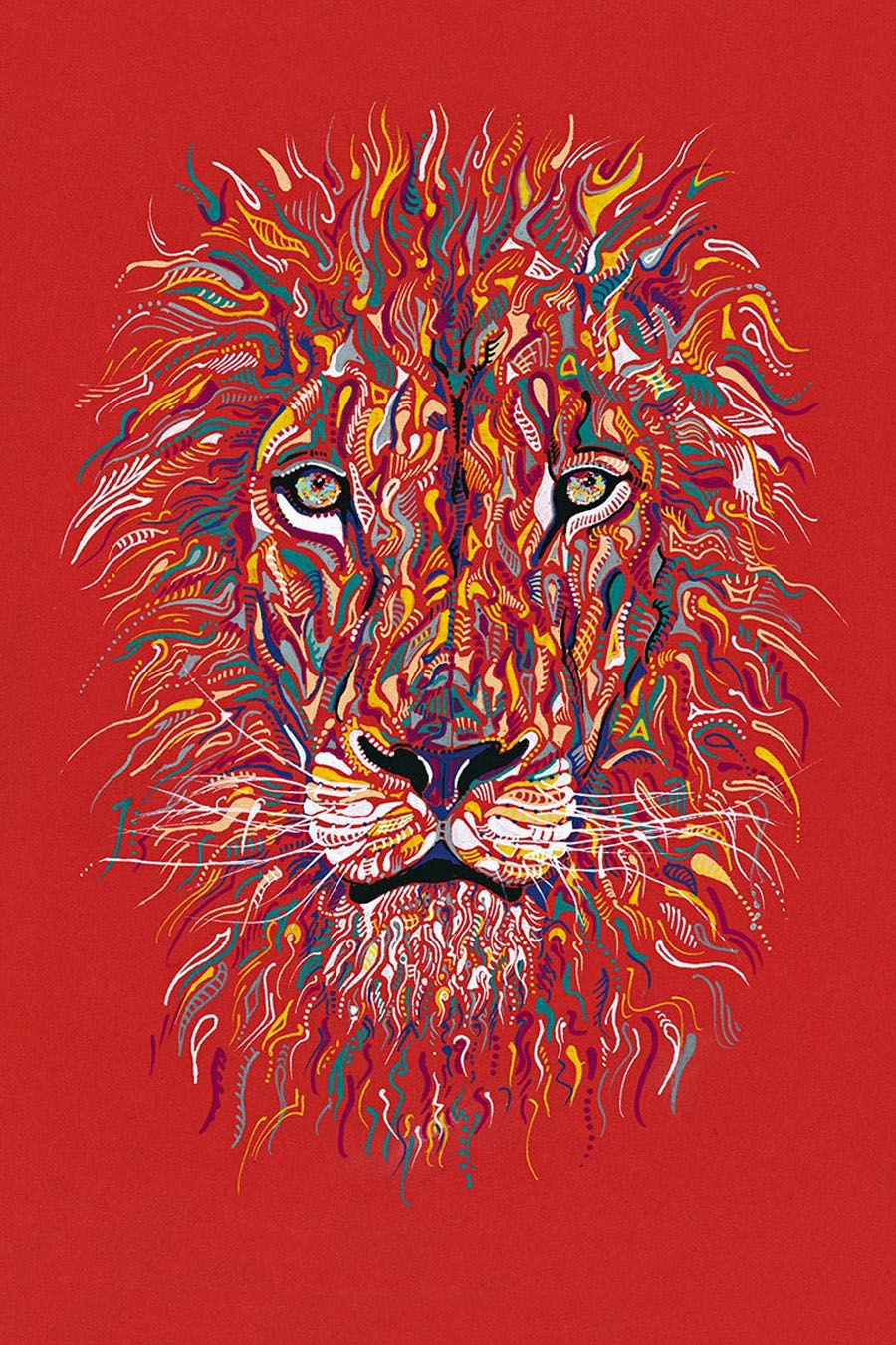 Editions d'art de MOX a pour titre LION ROUGE style figuratif, graphique dim : MOXprix:40
