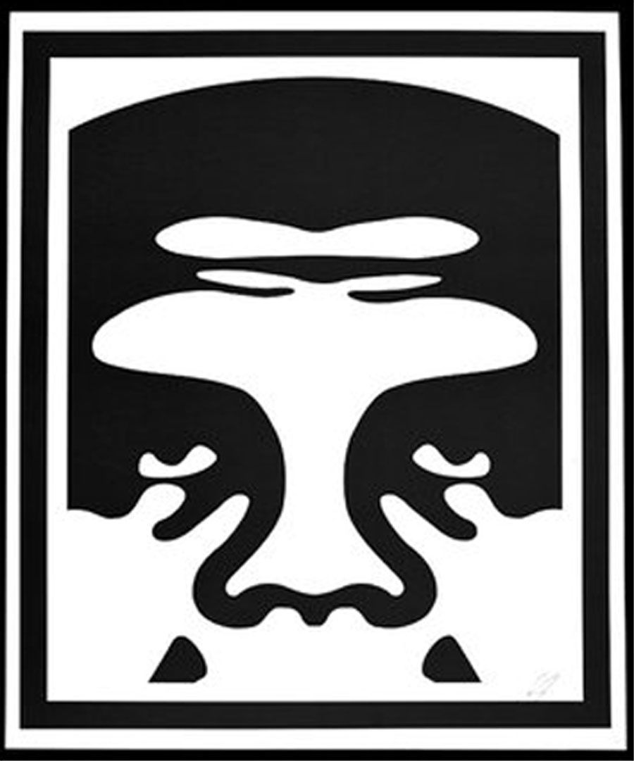 Editions d'art de OBEY : SHEPARD FAIREY a pour titre OBEY 3-FACE (WHITE) HAUT style street pop art dim : OBEY : SHEPARD FAIREY prix:50