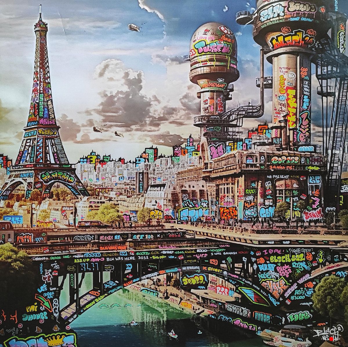 Editions d'art de BLACH a pour titre Paris IA style graffiti, street art dim : BLACHprix:260