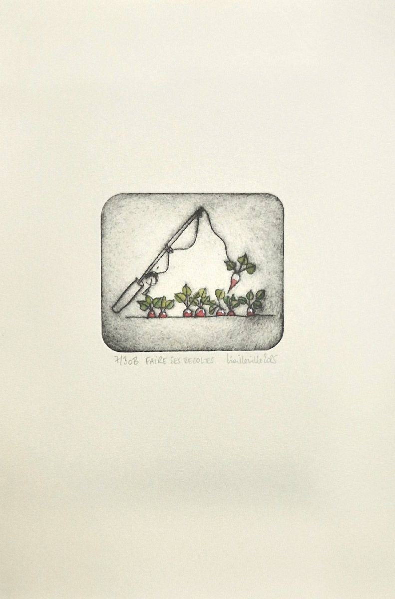 Editions d'art de NAVIEILLEVILLE a pour titre Faire ses récoltes style figuratif, graphique dim : NAVIEILLEVILLEprix:28