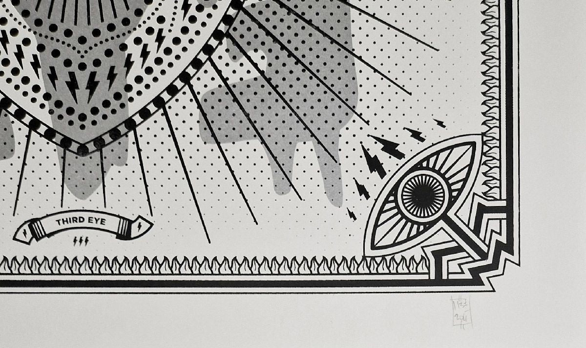 Editions d'art de JIBE a pour titre THIRD EYE (silver) style graphique dim : JIBEprix:60