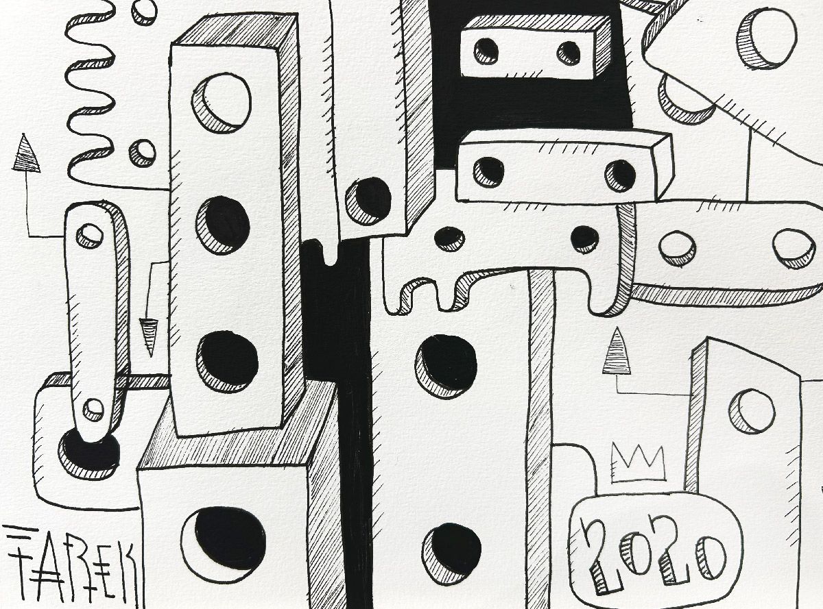 Dessin de TAREK a pour titre Geometric 2 style street pop art dim : TAREKprix:130