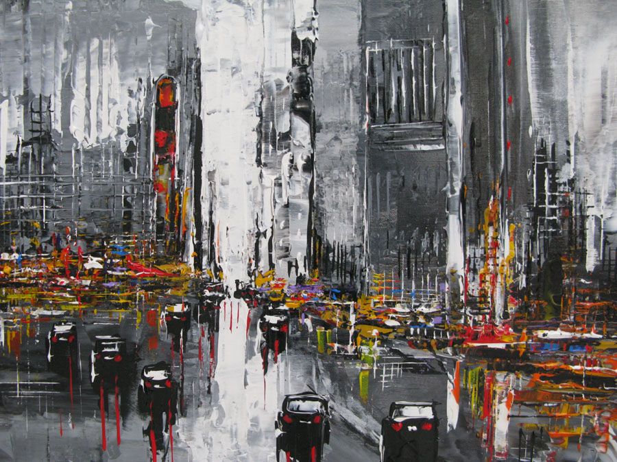 Tableau de F. BOUTET a pour titre GREY MANHATTAN 3 style figuratif dim : F. BOUTETprix:1100