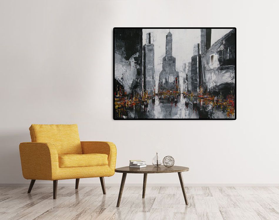 Tableau de F. BOUTET a pour titre GREY MANHATTAN 3 style figuratif dim : F. BOUTETprix:1100