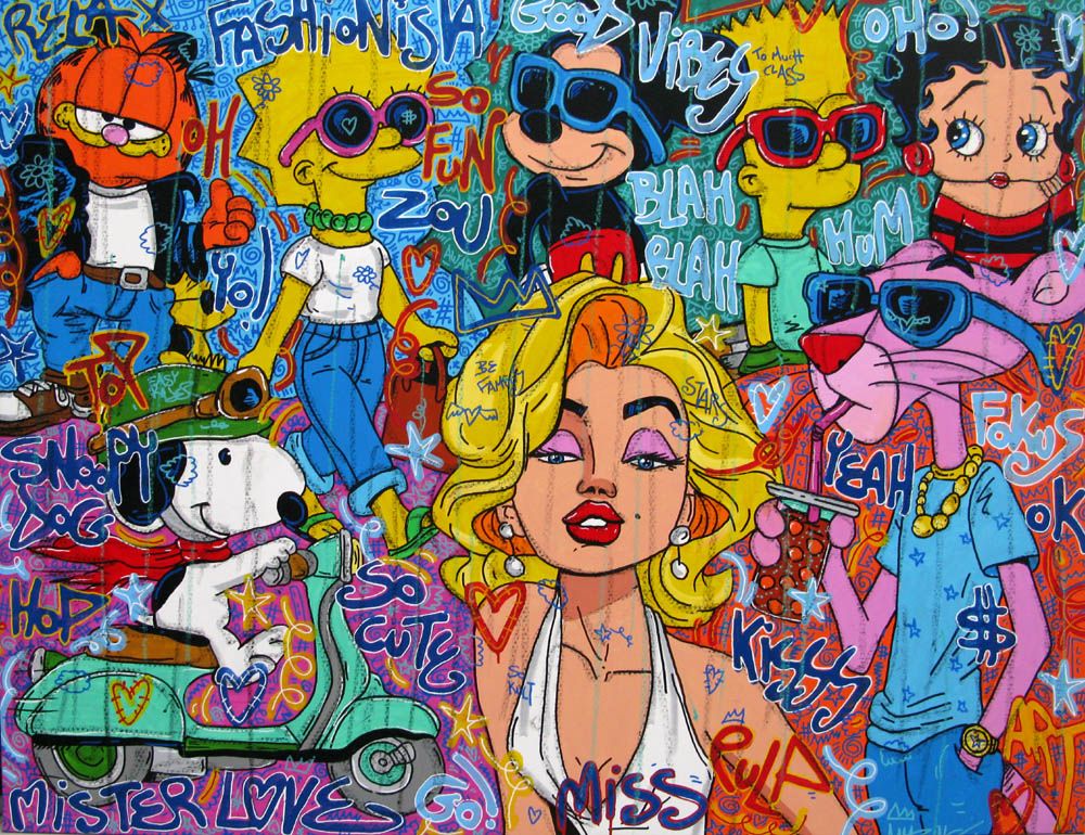 Tableau de RICO SAB a pour titre Fashionista Good vibes style street pop art, street art dim : RICO SABprix:1650