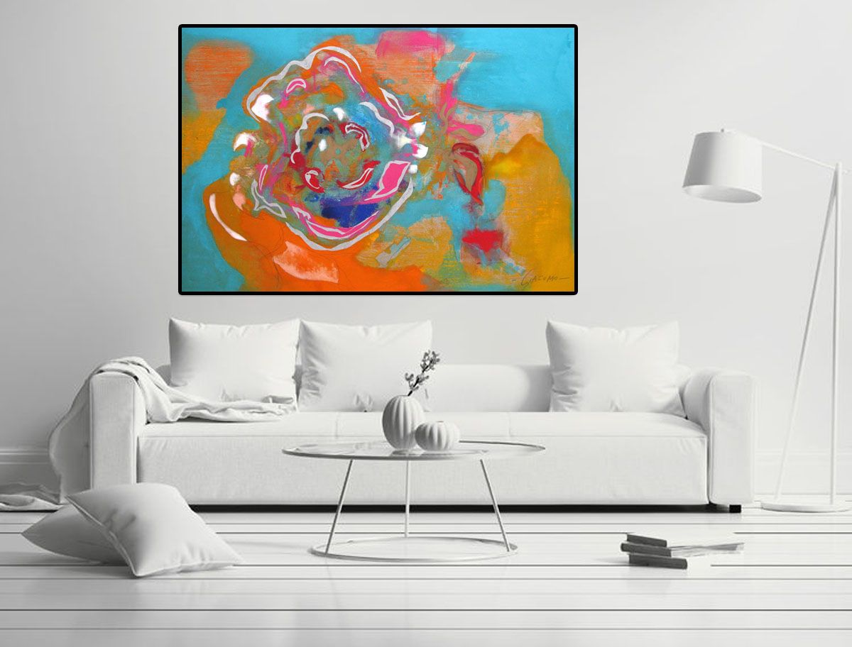 Tableau de GIACOMO a pour titre VENT FLEURS ET MER style abstrait dim : GIACOMOprix:2000