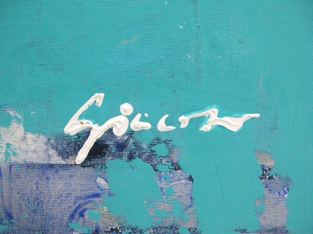 Tableau de GIACOMO a pour titre UNE FLEUR A LA MER style abstrait dim : GIACOMOprix:
